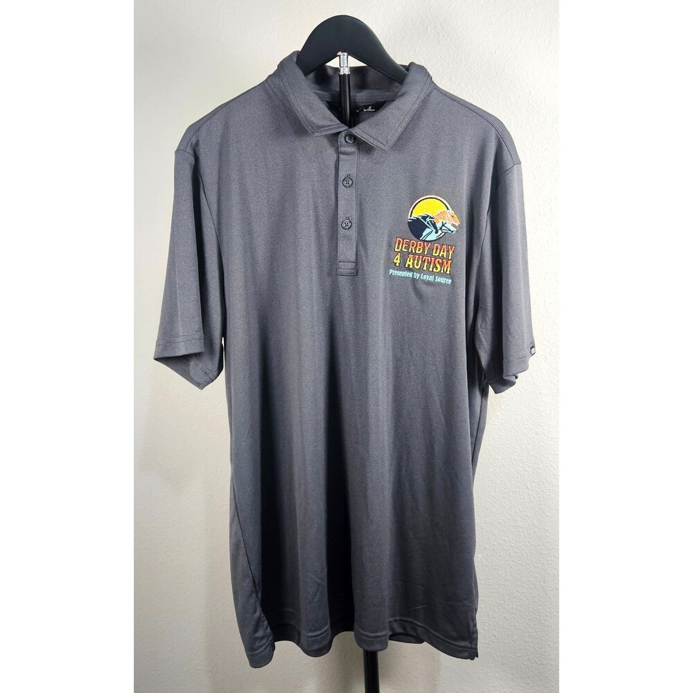 TravisMathew Derby Day 4 Autism Polo Shirt Mens XL Gray Golf Performance NWT